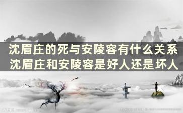 沈眉庄的死与安陵容有什么关系 沈眉庄和安陵容是好人还是坏人